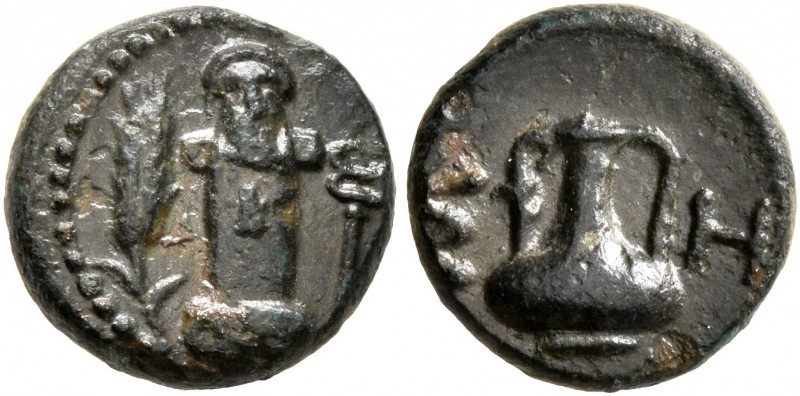 THRACE. Sestos. Circa 300 BC. AE (Bronze, 10 mm, 1.25 g, 1 h). Ithyphallic herm;...