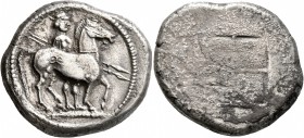 KINGS OF MACEDON. Alexander I, 498-454 BC. Oktadrachm (Silver, 32 mm, 27.70 g), 492-480/79 BC. Horseman, wearing kausia and chlamys, holding two javel...