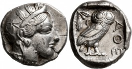 ATTICA. Athens. Circa 440s-430s BC. Tetradrachm (Silver, 24 mm, 17.19 g, 4 h). Head of Athena to right, wearing crested Attic helmet decorated with th...