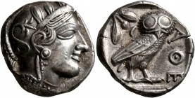 ATTICA. Athens. Circa 430s-420s BC. Tetradrachm (Silver, 24 mm, 17.19 g, 9 h). Head of Athena to right, wearing crested Attic helmet decorated with th...