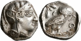 ATTICA. Athens. Circa 430s-420s BC. Tetradrachm (Silver, 25 mm, 16.94 g, 9 h). Head of Athena to right, wearing crested Attic helmet decorated with th...