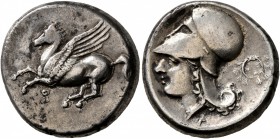 CORINTHIA. Corinth. Circa 375-300 BC. Stater (Silver, 20 mm, 8.53 g, 2 h). Ϙ Pegasus flying left. Rev. Head of Athena to left, wearing Corinthian helm...