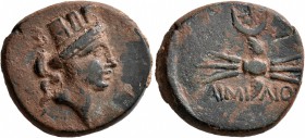 PONTOS. Aimilion. Circa 66-50/45 BC. AE (Bronze, 23 mm, 11.64 g, 1 h). Turreted head of the city-goddess to right. Rev. AIMIΛΙO[Y] Winged thunderbolt ...