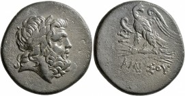 PONTOS. Amisos. Time of Mithradates VI Eupator , circa 100-85 BC. AE (Bronze, 31 mm, 19.26 g, 12 h). Laureate head of Zeus to right. Rev. AMIΣOY Eagle...