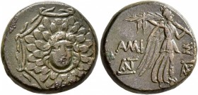 PONTOS. Amisos. Time of Mithradates VI Eupator , circa 85-65 BC. AE (Bronze, 19 mm, 8.59 g, 12 h). Aegis. Rev. AMI-Σ[OY] Nike advancing right, holding...