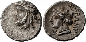 PAPHLAGONIA. Kromna. Circa 360-330 BC. Tetrobol (Silver, 18 mm, 3.42 g, 12 h), Persic standard. Laureate head of Zeus to left. Rev. ΚΡΩΜΝΑ Head of Her...