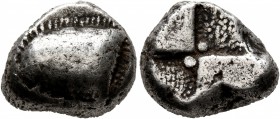 PAPHLAGONIA. Sinope. Circa 490-425 BC. Drachm (Silver, 14 mm, 6.11 g). Head of a sea-eagle to left, with 'talon', and dolphin below (both off flan her...