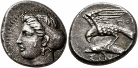 PAPHLAGONIA. Sinope. Circa 410-350 BC. Drachm (Silver, 18 mm, 5.99 g, 5 h), Posi..., magistrate. Head of the nymph Sinope to left, her hair bound in a...