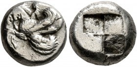 MYSIA. Lampsakos (?). Late 6th-early 5th centuries BC. Hekte (Electrum, 10 mm, 2.24 g), Lydo-Mylesian standard. Forepart of pegasus to left. Rev. Quad...