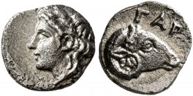 TROAS. Gargara. Circa 400-350 BC. Hemiobol (Silver, 8 mm, 0.48 g, 9 h). Laureate head of Apollo to left. Rev. ΓAP Head of a ram to right. BMC -. Nauma...