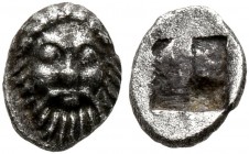 LESBOS. Mytilene. Circa 500/480-460 BC. Hemiobol (Silver, 6 mm, 0.22 g). Facing head of Silenos. Rev. Quadripartite incuse square. CNG 94 (2013), 621....