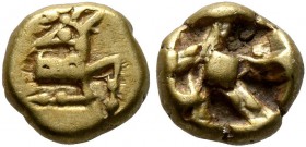 IONIA. Ephesos. Phanes , circa 625-600 BC. 1/24 Stater (Electrum, 6 mm, 0.58 g). Forepart of a stag to right, head reverted. Rev. Incuse square punch ...