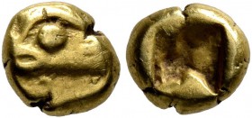 IONIA. Phokaia. Circa 625/0-522 BC. Myshemihekte – 1/24 Stater (Electrum, 6 mm, 0.64 g). Head of a seal to left. Rev. Incuse square punch. Bodenstedt ...