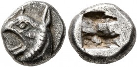 IONIA. Phokaia. Circa 521-478 BC. Diobol (Silver, 10 mm, 1.62 g). Head of a griffin to left. Rev. Rough incuse square. SNG Keckman 300. SNG von Aulock...