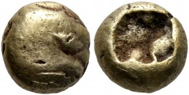 IONIA. Uncertain. Circa 650-600 BC. Hemihekte – 1/12 Stater (Electrum, 7 mm, 1.16 g), Lydo-Milesian standard. Plain globular surface. Rev. Incuse squa...