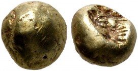 IONIA. Uncertain. Circa 650-600 BC. Myshemihekte – 1/24 Stater (Electrum, 5 mm, 0.54 g), Lydo-Milesian standard. Plain globular surface. Rev. Incuse s...