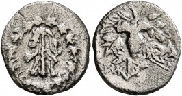 LYDIA. Tralleis. Circa 166-67 BC. Cistophoric Drachm (Silver, 16 mm, 2.85 g, 12 h). Lion skin draped over club; all within ivy wreath. Rev. TPA Grape ...