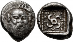 DYNASTS OF LYCIA. Teththiweibi, circa 450-430/20 BC. Tetrobol (Silver, 13 mm, 2.51 g). Facing head of a Silen. Rev. &#66199;&#66177;&#66185;-&#66185;&...