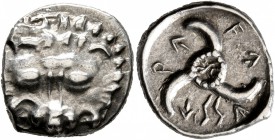 DYNASTS OF LYCIA. Vekhssere II, circa 410-390/80 BC. 1/3 Stater (Silver, 15 mm, 3.05 g). Facing lion's scalp. Rev. &#66183;&#66177;-&#66204;&#66198;&#...