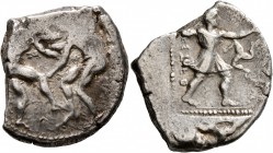 PAMPHYLIA. Aspendos. Circa 420-410 BC. Stater (Silver, 26 mm, 11.02 g, 4 h). Two nude wrestlers, standing and grappling with each other. Rev. ΕΣΤEΕ Sl...