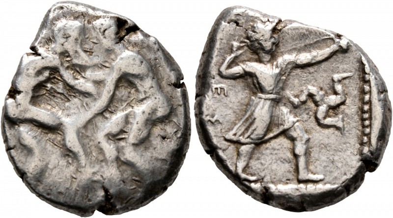 PAMPHYLIA. Aspendos. Circa 420-410 BC. Stater (Silver, 23 mm, 10.85 g, 1 h). Two...