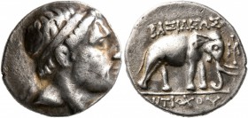 SELEUKID KINGS OF SYRIA. Antiochos III ‘the Great’, 223-187 BC. Drachm (Silver, 17 mm, 4.02 g, 1 h), Apameia on the Orontes (?), circa 212. Diademed h...