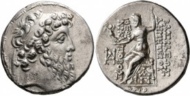 SELEUKID KINGS OF SYRIA. Demetrios II Nikator, second reign, 129-126/5 BC. Tetradrachm (Silver, 29 mm, 16.28 g, 1 h), Antiochia on the Orontes, SE 185...