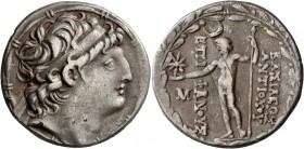 SELEUKID KINGS OF SYRIA. Antiochos VIII Epiphanes (Grypos), 121/0-97/6 BC. Tetradrachm (Silver, 30 mm, 16.37 g, 1 h), Ake-Ptolemais, circa 121-113. Di...