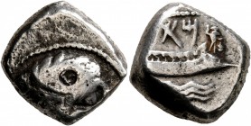 PHOENICIA. Arados. Circa 348/7-339/8 BC. Stater (Silver, 19 mm, 10.78 g, 10 h). Head of Ba'al-Arwad to right, wearing laurel wreath. Rev. Galley right...