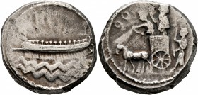 PHOENICIA. Sidon. Abdashtart II , circa 342-333 BC. Dishekel (Silver, 26 mm, 25.71 g, 12 h). Phoenician pentekonter to left; below, waves. Rev. The Pe...