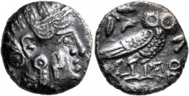 ARABIA FELIX, Sabaeans. Late 4th-mid 2nd centuries BC. Drachm (Silver, 16 mm, 4.94 g, 7 h), imitating Athens. Head of Athena to right, wearing crested...