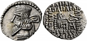 KINGS OF PARTHIA. Artabanos IV, circa 80-90. Drachm (Silver, 20 mm, 3.29 g, 1 h), Ekbatana. Diademed and draped bust of Artabanos IV to left. Rev. Ars...