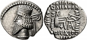 KINGS OF PARTHIA. Artabanos IV, circa 80-90. Drachm (Silver, 20 mm, 3.62 g, 12 h), Ekbatana. Diademed and draped bust of Artabanos IV to left. Rev. Ar...