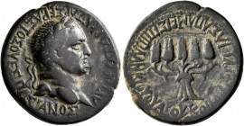 PHRYGIA. Apameia. Vespasian , 69-79. Assarion (Bronze, 25 mm, 8.82 g, 12 h), Plancius Varus, legatus pro praetore. AYTOKPATΩP KAIΣAP ΣEBAΣTOΣ OYEΣΠΑΣI...