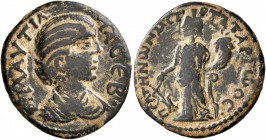 PHRYGIA. Peltae. Plautilla , Augusta, 202-205. Assarion (Bronze, 22 mm, 4.65 g, 7 h), Tat. Arionos, strategos. ΠΛAYTΙΛΛA CЄB Draped bust of Plautilla ...