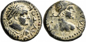 LYCAONIA. Iconium. Titus , as Caesar, 69-79. Assarion (Bronze, 18 mm, 5.23 g, 11 h). AYTOKP[ATωP TITOC KAICAP] Laureate and cuirassed bust of Titus to...