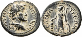 LYCAONIA. Savatra. Antoninus Pius , 138-161. Assarion (Bronze, 21 mm, 5.49 g, 7 h). AYT KAIC AΔP ANTΩNINOC Laureate, draped and cuirassed bust of Anto...
