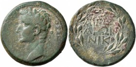 CILICIA. Aegeae. Tiberius , 14-37. Diassarion (Bronze, 25 mm, 9.97 g, 12 h), Nikias, magistrate. [TIBEPIOY KAIΣAP]OΣ ΣE[BAΣTOY] Laureate head of Tiber...