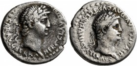 CAPPADOCIA. Caesaraea-Eusebia. Nero, with Divus Claudius , 54-68. Drachm (Silver, 18 mm, 3.66 g, 11 h). NERO CLAVD DIVI CLAVD F CAESAR AVG GERMA Laure...