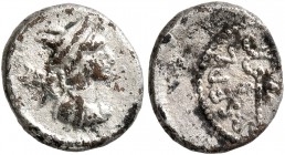 P. Sepullius Macer, 44 BC. Sestertius (Subaeratus, 10 mm, 0.77 g, 1 h), irregular mint. Draped bust of Mercury to right, wearing petasos and holding c...
