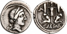 Julius Caesar, 49-44 BC. Denarius (Silver, 19 mm, 3.84 g, 1 h), military mint moving with Caesar in Spain, 46-45. Diademed head of Venus to right. Rev...