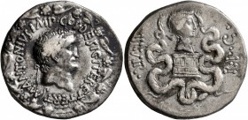 Mark Antony and Octavia, 40-35 BC. Cistophorus (Silver, 26 mm, 12.12 g, 12 h), Ephesus, summer-autumn 39. M•ANTONIVS•IMP•COS•DESIG•ITER•ET•TERT• Head ...