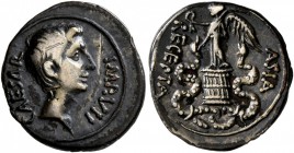 Octavian, 44-27 BC. Quinarius (Silver, 15 mm, 1.79 g, 1 h), uncertain Italian mint (Brundisium or Rome?), 29-27. CAESAR IMP•VII Bare head of Octavian ...