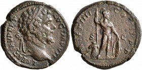 Septimius Severus, 193-211. As (Copper, 25 mm, 10.73 g, 7 h), Rome, 195-196. L SEPT SEV PERT AVG IMP VII Laureate head of Septimius Severus to right. ...