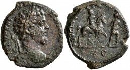 Septimius Severus, 193-211. As (Copper, 25 mm, 12.32 g, 7 h), Rome, 196. L SEPT SEV PERT AVG IMP VIII Laureate head of Septimius Severus to right. Rev...