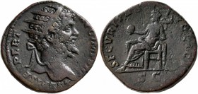 Septimius Severus, 193-211. Dupondius (Orichalcum, 24 mm, 9.48 g, 12 h), Rome, 196. L SEPT SEV PERT AVG IMP VIII Radiate head of Septimius Severus to ...