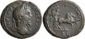 Septimius Severus, 193-211. As (Copper, 27 mm, 11.76 g, 7 h), Rome, 202-210. SEVERVS PIVS AVG Laureate head of Septimius Severus to right, wearing aeg...