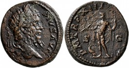 Septimius Severus, 193-211. As (Copper, 23 mm, 8.01 g, 7 h), Rome, 205. [SEVERVS] PIVS AVG Laureate head of Septimius Severus to right. Rev. P M TR P ...