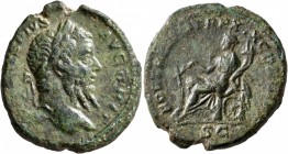 Septimius Severus, 193-211. As (Copper, 25 mm, 9.18 g, 5 h), Rome, 211. SEVERVS PIVS AVG BRIT Laureate head of Septimius Severus to right. Rev. FORT R...
