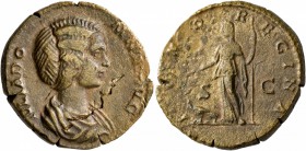 Julia Domna, Augusta, 193-217. Dupondius (Orichalcum, 24 mm, 11.11 g, 1 h), Rome, 193-196. IVLIA DOMNA AVG Draped bust of Julia Domna to right. Rev. I...